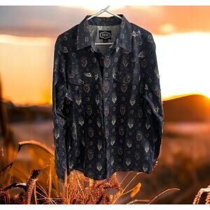 NWT Gibson Snap Western Shirt Mens Large‎ Boot Barn Black Pattern Long Sleeve